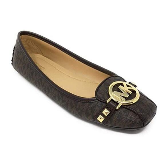 NWT Michael Kors Women's Fulton Studded Logo Moccasin Brown-Size 9.5 - Picture 1 of 1